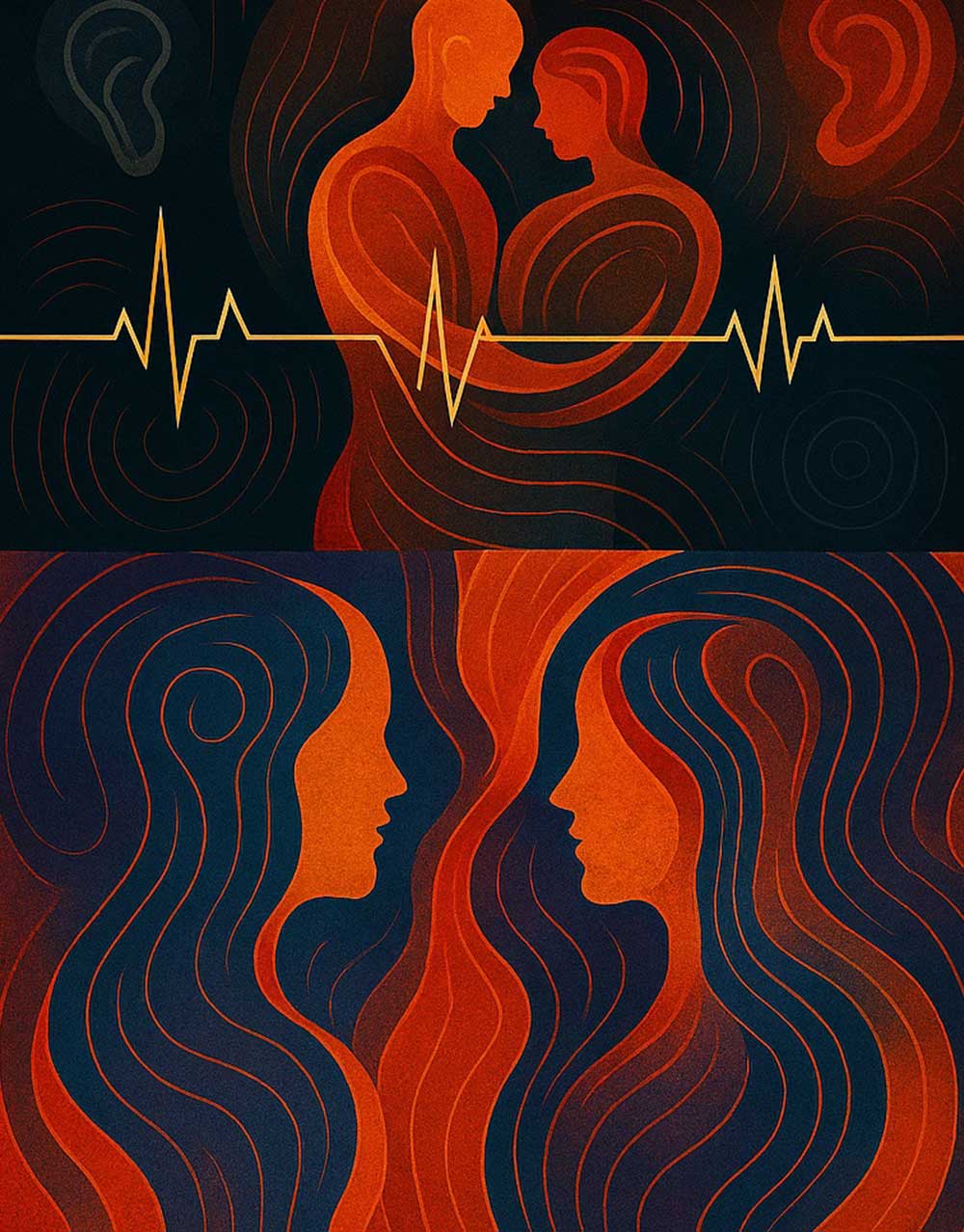 orange and blue face pulse