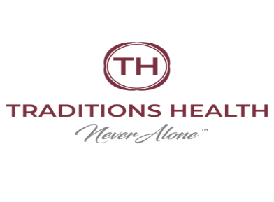 Text based logo for Traditions Health in black & white