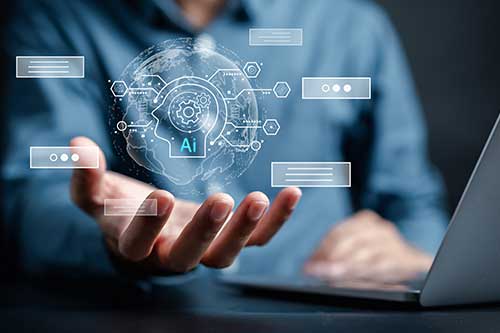 ai head in palm of hand