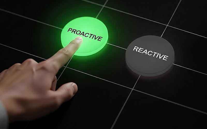 hand pressing proactive button