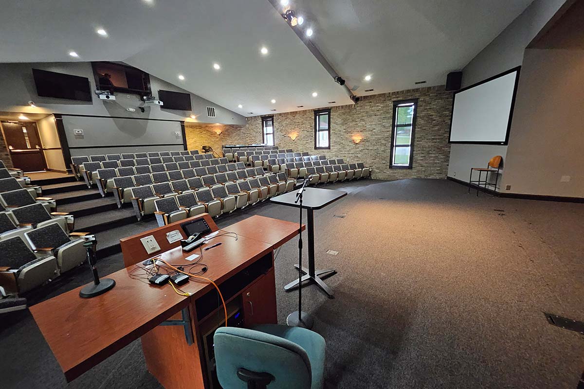 Arbor Hall Auditorium looking at the audience from the stage