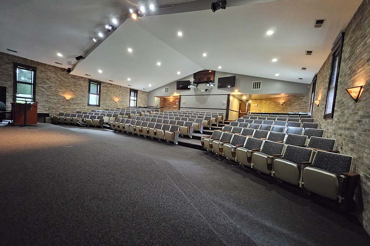 Arbor Hall Auditorium looking at audience from stage right