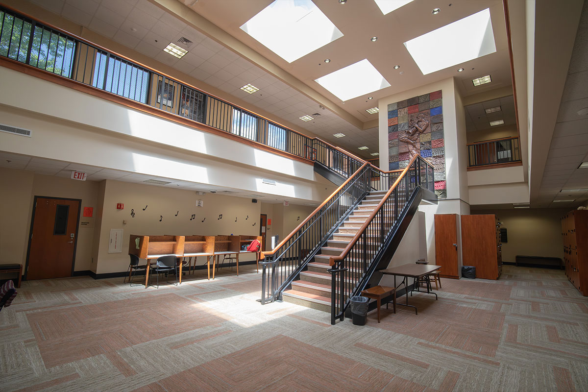 Carnes Hall atrium stairs