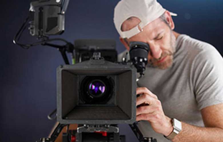guy looking through the camera