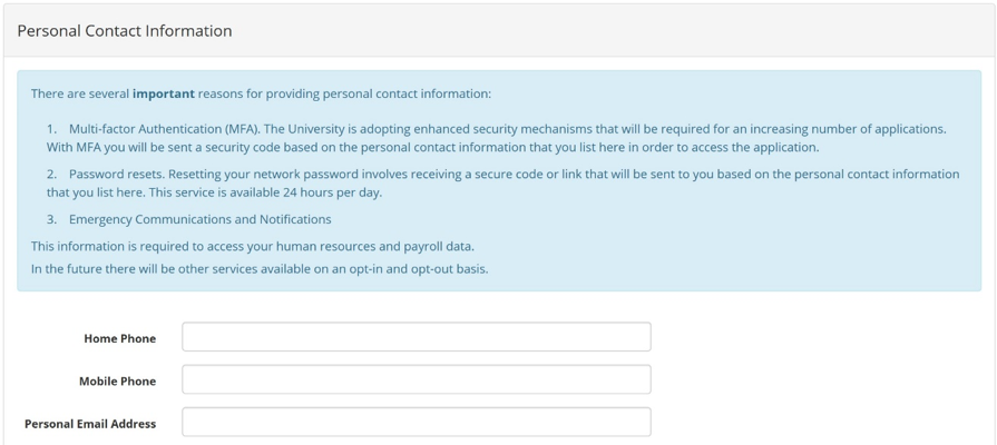 Personal Contact Information Form