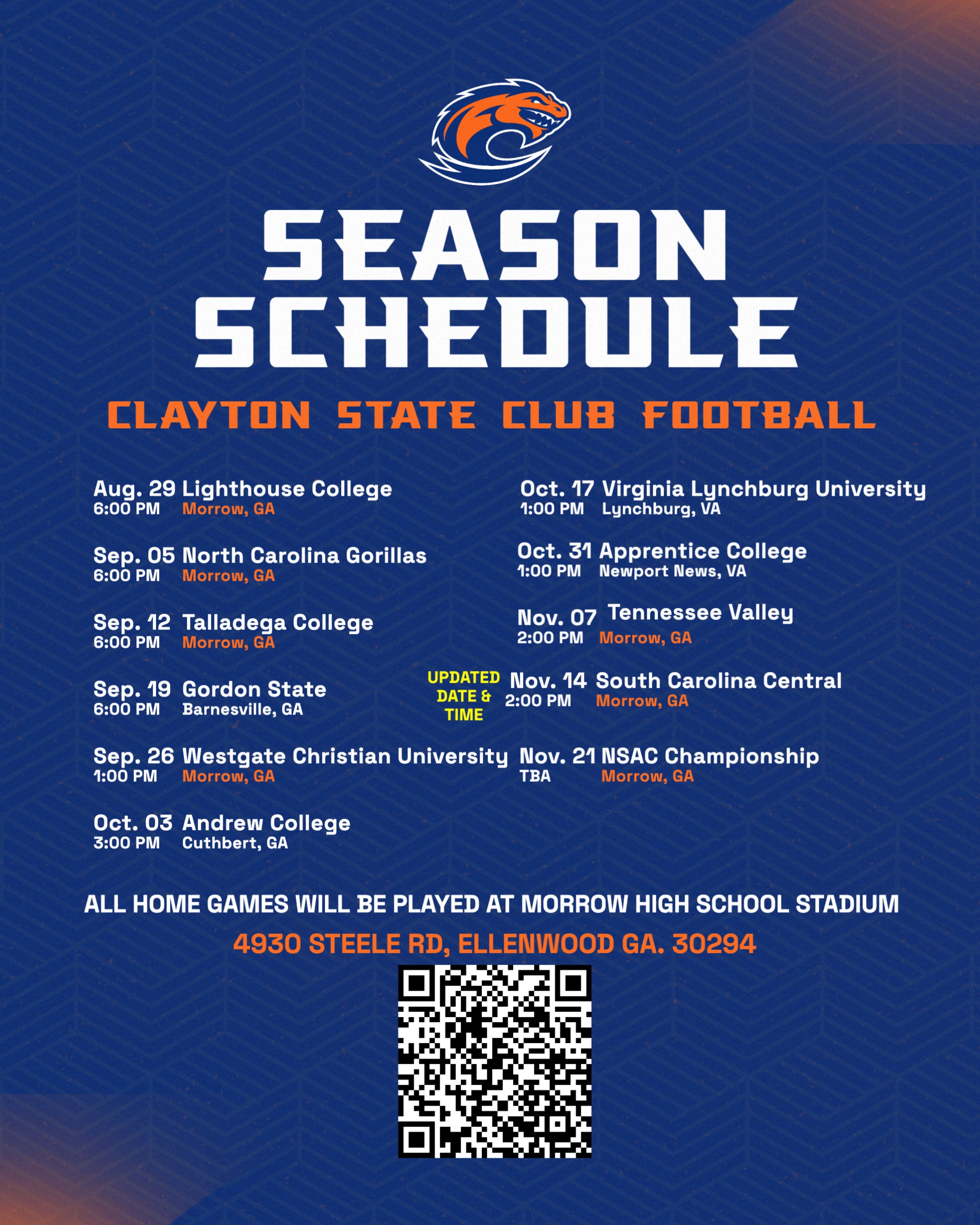 Club Football Season Schedule, includes an copy of the Loch head athletics logo. Information below.