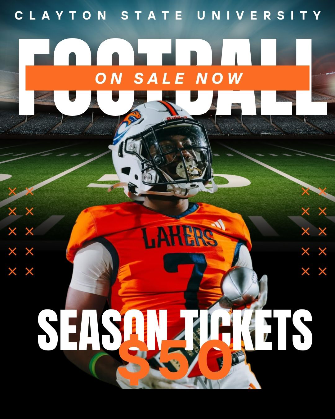 Flyer for Clayton State Club Football Home Season Tickets; information below