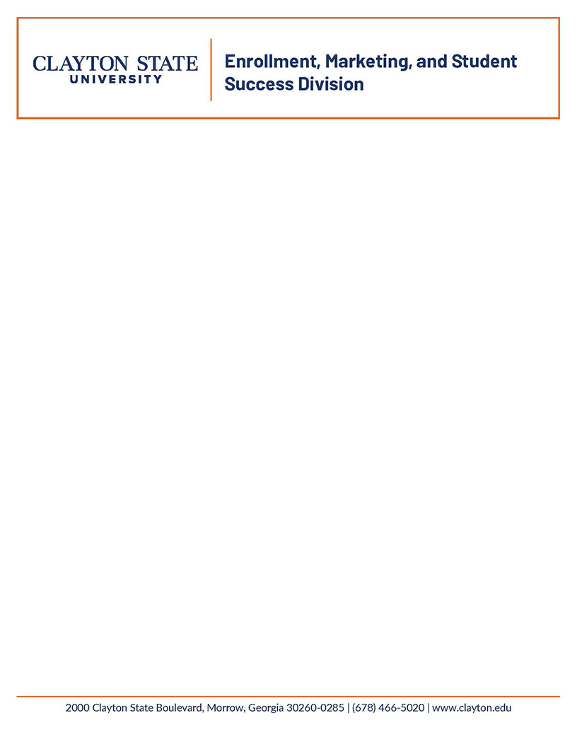 clayton state university logo with enrollment, marketing and student success division